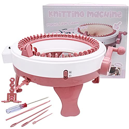 biteatey Strickmaschine, 48 Nadeln Strickmaschine mit Reihenzähler, rotierender Doppelstrick-Webrahmen, Rundwebmaschine für Erwachsene/Kinder, Strickbrett Rotierende Doppelstrickmaschine