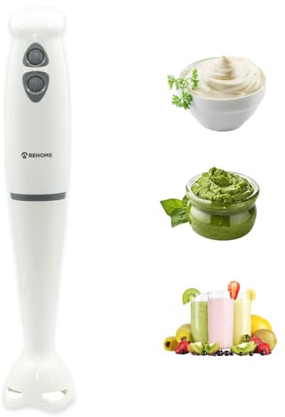 BEHOME Frullatore a immersione 250 Watt | Minipimer a immersione con lama in acciaio e gambo lavabile | Mixer cucina con velocità regolabile