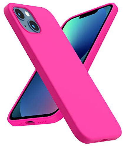 ACRONIX Cover Silicone per iPhone 13 (6.1), Silicone Liquido Premium, Custodia Protettiva Antiurto a 3 Strati, Case Ultra-Sottile con Fodera in Microfibra per iPhone 13-Rosa Caldo