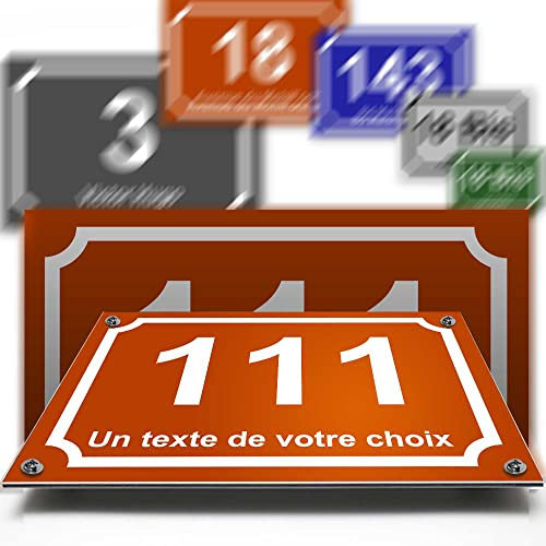 Placa de aluminio/polietileno número de calle decorativa – para casa, garaje, puerta y buzón – colección clásica: 2 líneas personalizables