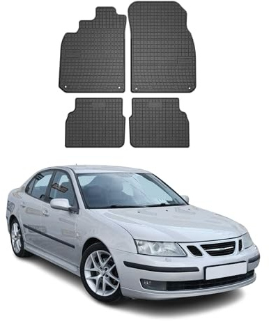 OMAC Gummi Fußmatten kompatibel mit Saab 9-3 2002-2011 Automatten Gummi Schwarz 4tlg