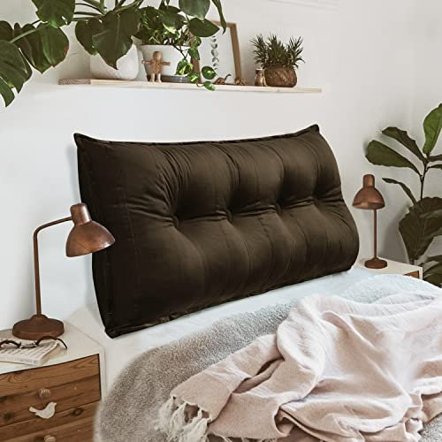 Johnear Rückenkissen für Sofa Rückenlehne Bett Lesekissen, Samt Bücherkissen Großes Lendenkissen Kopfteil Bett Kopfkissen Wandkissen Beinkissen (Braun,140x8x50cm)