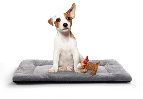VERZEY Hundebett-Pad für mittelgroße Hunde, passend für Hundekäfige, aus Metall, ultraweich, waschbar und rutschfest, 76,2 cm, Grau