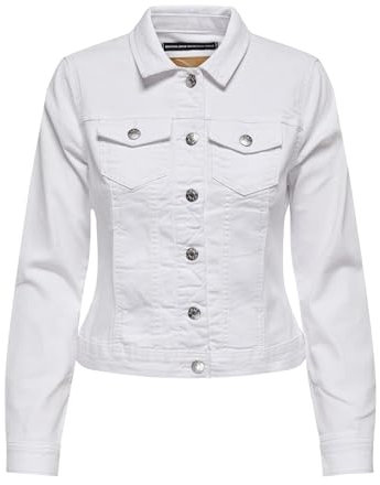 ONLY Damen Jeansjacke ONLWonder Life Übergangsjacke mit Knopfleiste 15243147 White M