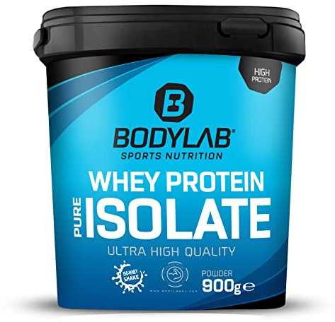 Whey Protein Isolate Yogurt al lampone 900g Bodylab24, proteine in polvere a base di siero di latte isolato, in grado di favorire la costruzione muscolare, senza aspartame