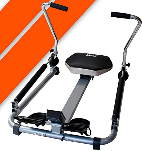 Bonplus BP | Hydraulisches Rudergerät | Multifunktionales Rudergerät | Zähler enthalten | Heimfitness | Einstellbarer Widerstand | rutschfeste Pedale