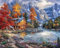 Pavemlo Diamond Painting Set Zubehör Landschaftlicher Herbst, DIY 5D Diamant Stickerei Malerei Kits Hütte, Full Drill Strass Stickerei Bilder DIY Diamant Malerei für House Wall Dekoration 30x40cm
