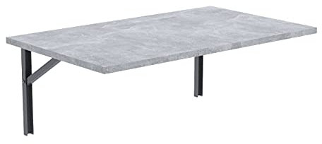 AKKE Wandklapptisch für Küche Zimmer Wohnzimmer Kinderzimmer 60 cm x 40 cm, Wandtisch klappbar, Klappbarer Wandtisch Küchentisch Kindertisch, Klapptisch Klappschreibtisch Küche Beton