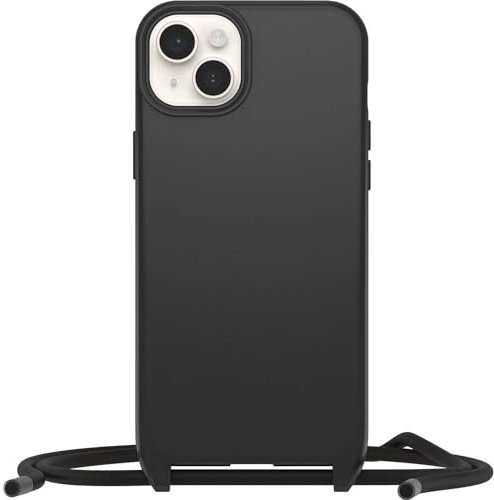 OtterBox React Necklace Hülle mit MagSafe für iPhone 14 Plus, ultraschlanke, schützende Hülle mit Verstellbarer und Abnehmbarer Handykette, Getestet nach Militärstandard, Schwarz