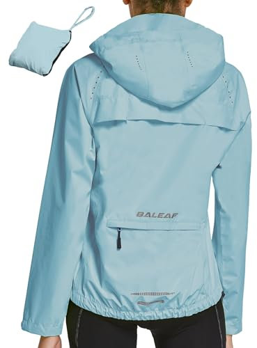 baleaf Cycliste Coupe Vent Femme, Vélo Jacket De Pluie Imperméable Randonnée Les Quatre Saisons Bike Coupe Extérieure Légère Résistante Bleu Clair M
