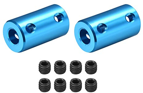 DMiotech 2 Pack 8-8mm Bohrung L25XD14 Starre Kupplung Welle Kupplung Blau | Gelenk Anschluss, Motor Welle Anschluss, Alu Legierung, mit Schrauben, für 3D-Drucker