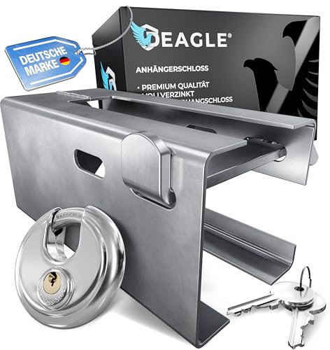 Deagle® Antivol de remorque + serrure ronde + galvanisation de qualité supérieure + protection optimale en cas d'attelage dans toutes les conditions météorologiques