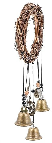 Warmhm 1stk Glockendekoration Windspiele Segen Windspiele Decoraciones para Sala De Casa Rattan Wind Glocken Auto Haning Ornamnet Windspiel Ornament Ranke Haustür Rattan-Kreis