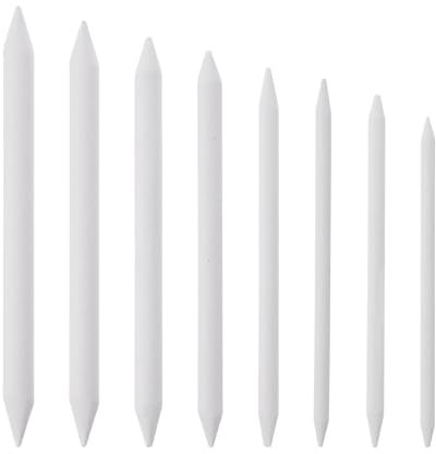 PATIKIL Art Blenders, 8 Size Paper Art Blenders Blending Stump Sketch Art Drawing Pencil for Artist Drawing Shading, White