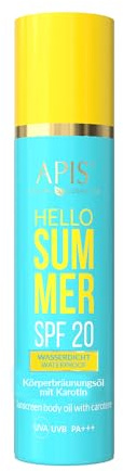 Apis HELLO SUMMER Körpersonnenöl LSF 20 (SPF 20) - 150 ml - Sonnenöl mit mineralischen Filtern, schützt vor UVA- und UVB-Strahlung, hemmt Lichtalterung Glättend, feuchtigkeitsspendend