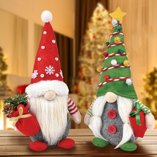 LOHAME 2 Stück Weihnachtswichtel Figuren Weihnachten Wichtel Deko 30cm Groß Weihnachtsdeko Zwerg Tischdeko Weihnachten GNOME Weihnachten Geschenke für Kinder Mädchen Jungen Innen Weihnachten Deko
