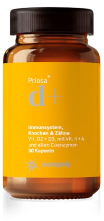 Sanopoly Priosa® d+ | 30 Kapseln 3-Monats-Packung | mit Vitamin A, D2 & D3, K, Selen und Molybdän | Vitamin D trägt zur Erhaltung normaler Knochen bei
