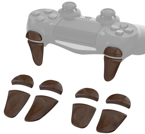 playvital Trigger Estensione per ps4 Controller, Venatura del Legno | 2 Paia Tasti L1 L2 R1 R2 Estensore, Pulsanti Grilletti Bumper Lunghi per ps4 Pro Slim Joypad, Controllo Migliorato