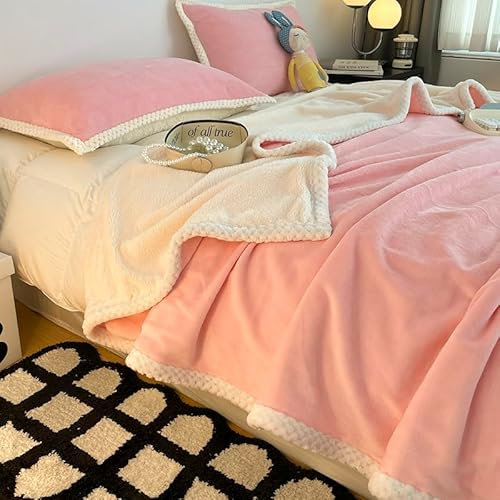 Kuscheldecke Flauschig Groß Rosa Sherpa Decke Wohndecke Zweiseitige Kuscheldecke Extra Warm Sofadecke Mikrofaser Lauschig Wohndecke Wolldecken für Couch