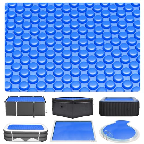 Evoio Solar Pool Covers, 12 x 24 Foot Solar Pool Blankets for Inground Above Ground Rectangular Swimming Pools, Heavy-Duty Floating Bubble Pool Hot Tub Spa Covers Thermal Blanket (12 x 24 Ft)