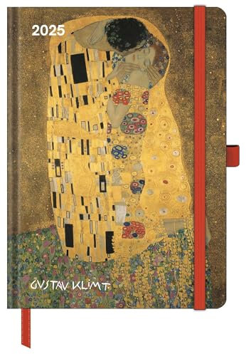 N NEUMANNVERLAGE - Gustav Klimt 2025 ArtDiary, 16x22cm, Taschenkalender mit Banderole und Lesebändchen, Tasche für Visitenkarte, Jahres- und Monatsübersicht und internationales Kalendarium: ArtDiary