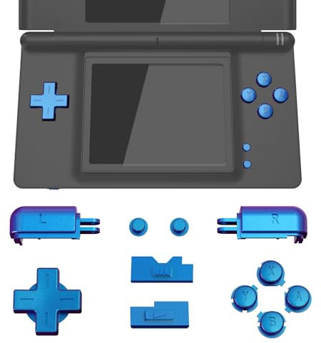 eXtremeRate Tasti Pulsanti Set Ricambio per Nintendo DS Lite,Tasti ABXY D-pad R L Power Volume per Nintendo DS Lite NDSL Console(NON Include Console)-Camaleonte Viola Blu