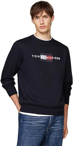 Tommy Hilfiger Sudadera Hombre Flag sin Capucha, Azul (Desert Sky), XXL