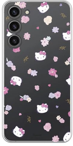 Flexible Schutzhülle für Smartphone Samsung S22 Plus, Hello Kitty, mit Blumen