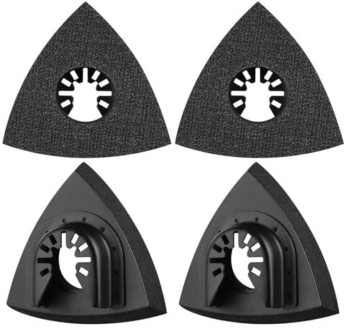4 pezzi Delta Sander Multitool Piastra abrasiva 80 mm - Accessorio ottimale per Fein Multimaster, Bosch, Parkside, Ryobi, Worx, Workzone e altro ancora - Carta vetrata multifunzionale per utensili