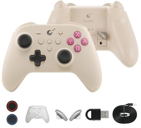GuliKit KK3 Pro Controlador inalámbrico para Switch/Switch OLED, controlador Bluetooth para PC/Steam Deck, joysticks Hall/gatillo, frecuencia de sondeo de 1000 Hz, vibración Maglev/rotor/HD, adaptado