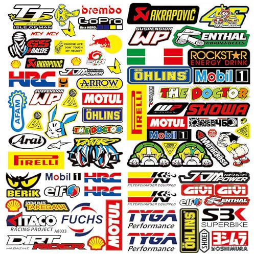 90 PCS Sponsoren Motorrad Aufkleber,Moped Sticker,Motorrad Sticker,Motorradhelm Aufkleber,Tuning Aufkleber Auto,Auto Sticker Tuning,Geeignet für Motorräder,Autos,Kühlschränke,Laptops