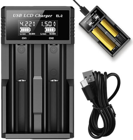 LCD Display Battery Charger - Double Slots 3.7V Smart Battery Maintainer with LCD Display - Safe Type C Input, Automatic Smart Battery Fast Charger for Nimh/Nicd Aa Batteries