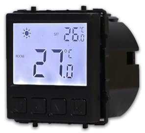 Luxus-Time Touch Lichtschalter Steckdosen USB HDMI Touch POINT Glas Touchlichtschalter in Schwarz in Gold (Modul: Raumthermostat Programmierbar Schwarz LX-MT-WK-AJ)