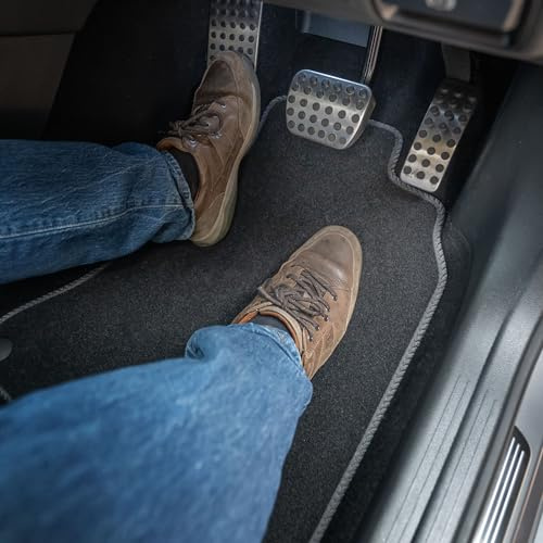 Fits Hyundai i10 (2008-2014) Carpet Car Mats | Grey Edge Trim Tailored Fit Floor Mats Full Coverage Protection Accessories Easy Clean Anti Slip Made in the UK