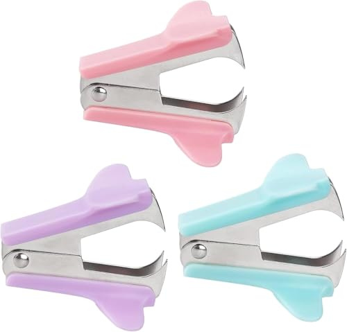 3 PCS Staple Remover Staple Puller Removal Tool Staplers Accessories for School Office Home (Blue,Pink, Purple)