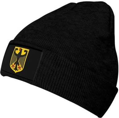 Strickmütze Wappen Von Deutschland Schwarz Beanie Mütze Unisex Wintermütze Weich Cuffed Hats Für Travel Wandern Camping