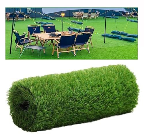 Artificial Grass Roll, 20mm Pile Height Artificial Grass Roll, 2.5x5M Synthetic Grass Carpet Grass Roll Indoor Outdoor Grass Matting, Faux Natural & Realistic Looking Garden Lawn(2.5x3m) (On