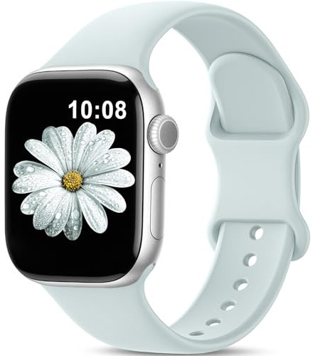 AMSKY Silikon Sport Armbänder Kompatibel mit Apple Watch Armband 40mm 42mm 46mm 44mm 45mm 41mm 38mm, Damen Herren Weiche Wasserdicht Gummi Band für iWatch Series 10 9 8 7 6 5 4 3 2 1 Se, Sukkulenten