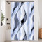 Uiiooazy Rideau Douche Anti Moisissure, Rideau de Douche Bleu Abstrait Rayures Gris Rayé Rideaux de Baignoire Tissu Imperméable Lavable Polyester Rideaux Salle de Bain avec 8 Crochets 120x180cm