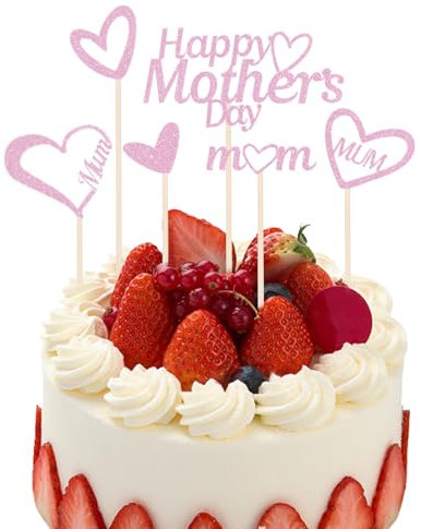 6 Stück Alles Liebe Zum Muttertag Cake Topper,Beste Mama Papier Herzform Torte Kuchen,Glitter Rosegold Liebe Mama Torten Deko,Tortendeko Geschenkideen,für Muttertag,Geburtstag,Tortendeko Geschenk