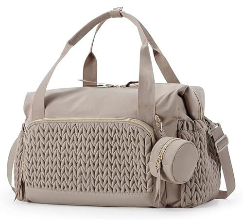 SUYUKU Multifunktionale Wickeltasche, große Kapazität, Schultertasche mit Schnulleretui für Mutterschaft und Baby, Wickeltasche, Reisen, Strand, braun, Large Capacity Diaper Bag