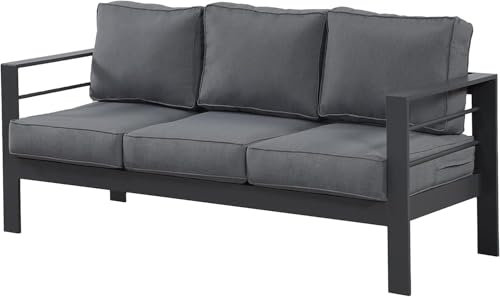 Wisteria Lane Modern Outdoor Patio Aluminium Furniture Set,Four Colourways, with Sofa, Chairs, Loveseats and Coffee Table, Perfect for any garden (Grey/Grey, 3 Seat Sofa)