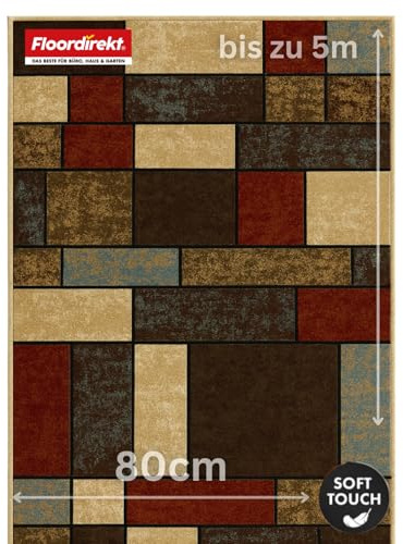 Floordirekt teppichläufer rutschfest - maßgefertigter Feinschlingen Teppich Läufer für Küche, Flur & Wohnraum - Mannheim Patch (80 x 150 cm)
