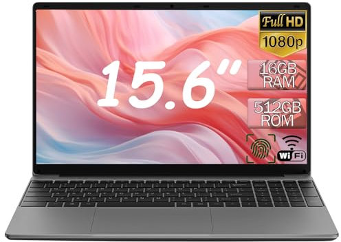 DMDFJY 15.6 FHD Laptop N95 Processor Up to 3.4GHz, 16GB DDR4 RAM, 512GB SSD, Physical Fingerprint Unlock, USB 3.0/HDMI, WiFi 5, BT 4.2, RGB Backlit Keyboard Laptops Computer