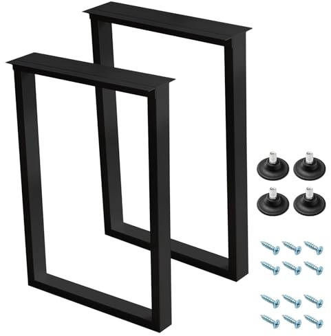 Metall Tischbein Möbelfüsse Breite 30/40/50cm, 2 Stück Robustes Kohlenstoffstahl Tischgestell Tragfähigkeit 300kg, Verstellbare Fußpolster, Für Hochtische, Bartische, Frühstückstische(Black,40x72cm)