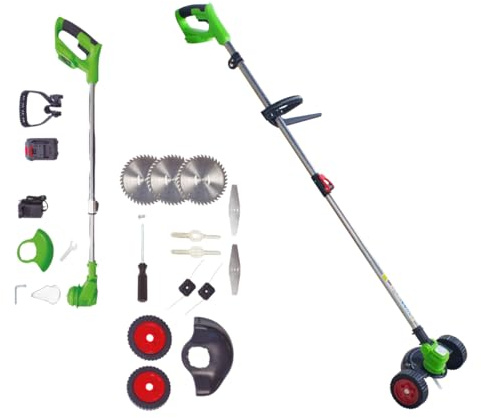 VENTEO - ROTORAZER 8en1 Tondeuse, Taille-Bordures, Coupe-Bordures sans Fil | Coupe Bordure Batterie Multifonction 3 Angles 3 Hauteurs Lames Interchangeables | Entretien Bordure Jardin Gazon