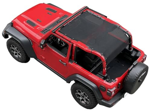 XYTTD Cubierta Superior de Sombra de Malla Solar Protección UV Sombrilla para Jeep Wrangler JL JLU 2018-2023 2 Puertas, Negro