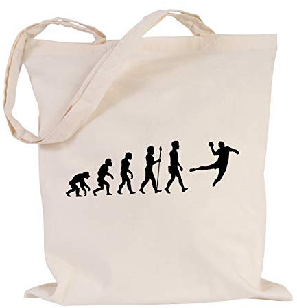 JUNIWORDS Jutebeutel - Wähle ein Motiv & Farbe - Evolution Yoga (Beutel: Natur, Motiv: Schwarz)