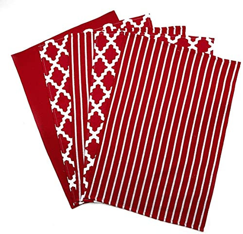 Penguin Home Premium-Geschirrtuch aus 100% Reiner Baumwolle für die Küche, Set mit 5 Küchentüchern, weiche und langlebige Küchentücher, Handtuch-Set, maschinenwaschbar, 65 x 45 cm, Farbe – Rot