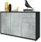 Vladon Sideboard Ben V3, Kommode mit 3 Türen und 2 Schubladen, Schwarz matt/Beton Oxid-Optik (117 x 74 x 36 cm)